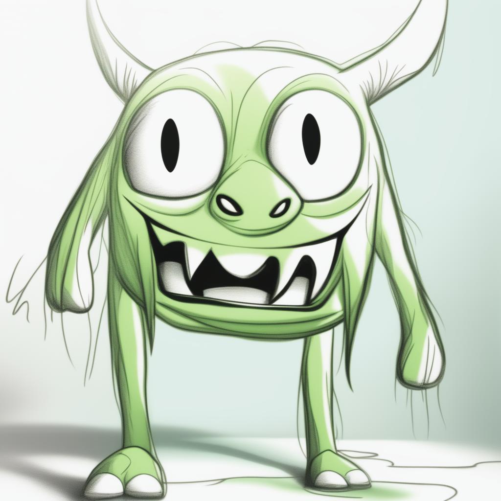 This is a realistic, high-quality digital art image of a green monster embodying the emotion of self-doubt