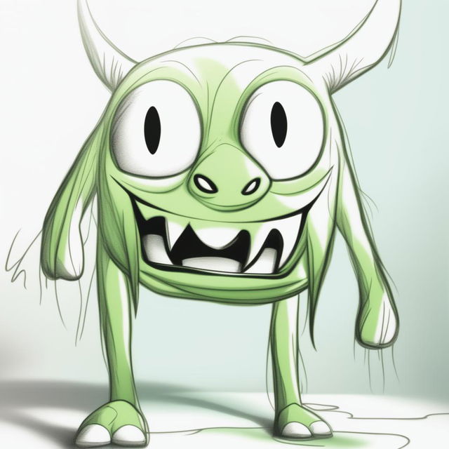 This is a realistic, high-quality digital art image of a green monster embodying the emotion of self-doubt