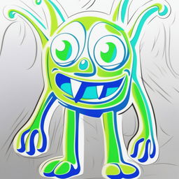 This is a high-resolution, digital art image of a green monster, depicted in a realistic style, representing the emotion of self-doubt