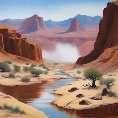 The artist skillfully captured the scarceness of water in the desert through his breathtaking paintings.