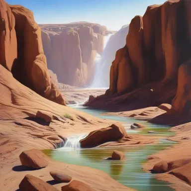 The artist skillfully captured the scarceness of water in the desert through his breathtaking paintings.