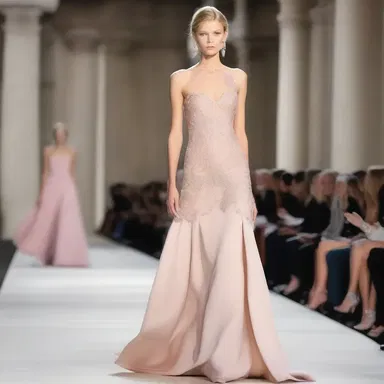 The fashion designer incorporated descender details into the evening gown, adding a touch of elegance and drama.