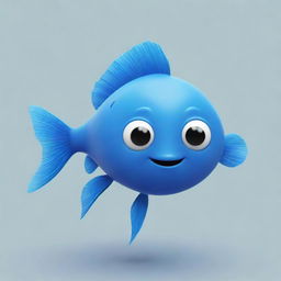 Generate a whimsical 2D image of a small, adorable blue fish