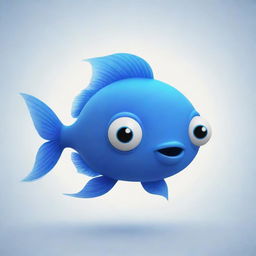 Generate a whimsical 2D image of a small, adorable blue fish