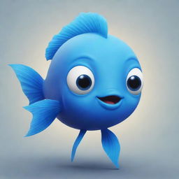 Generate a whimsical 2D image of a small, adorable blue fish