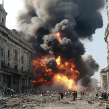 In the action-packed movie, the explosion caused a huge blast wave that destroyed buildings and sent debris flying.
