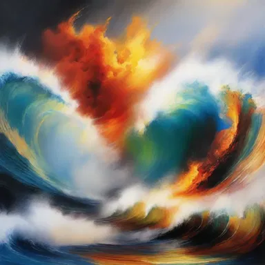 The artist creatively portrayed the blast wave in their painting, capturing the intense energy and movement of the high-pressure region.