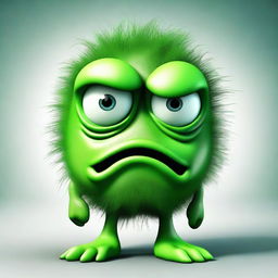 This is a high-quality, realistic digital art image of a green monster, which symbolizes the leader of human emotions