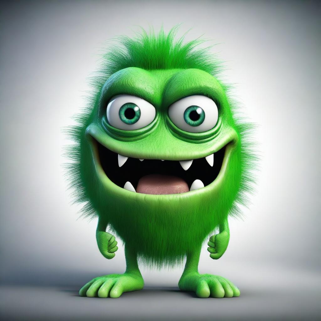 This is a high-quality, realistic digital art image of a green monster, which symbolizes the leader of human emotions