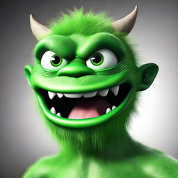 This is a high-quality, realistic digital art image of a green monster, which symbolizes the leader of human emotions