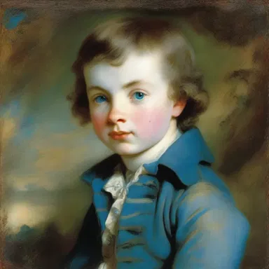 The painting 'The Blue Boy' by Thomas Gainsborough portrays the monogenic inheritance of blue eye color in the subject, showcasing the artist's attention to genetic traits.