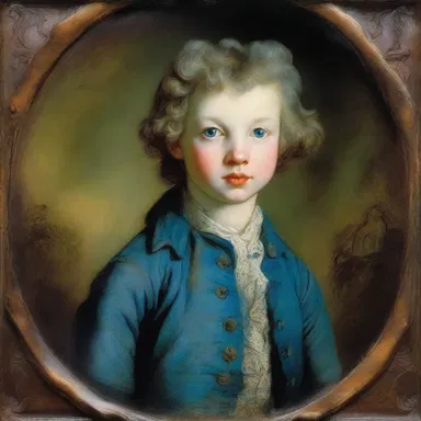 The painting 'The Blue Boy' by Thomas Gainsborough portrays the monogenic inheritance of blue eye color in the subject, showcasing the artist's attention to genetic traits.