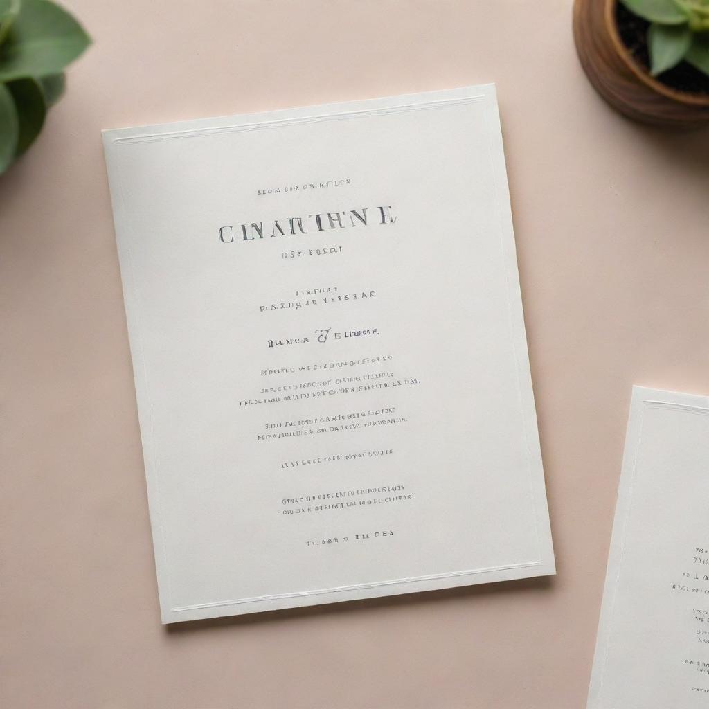 An elegant, formal seminar proposal invitation named for Calvin, containing all relevant information such as date, time, location, and topic, adorned with muted tones and sophisticated font.