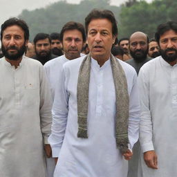 Imran Khan, the Pakistani politician, donned in a traditional chadar, standing assertively