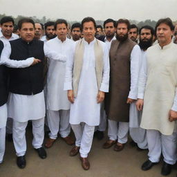 Imran Khan, the Pakistani politician, donned in a traditional chadar, standing assertively