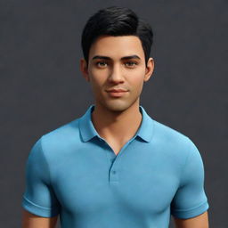 An avatar representation of a user with realistic features and details, clothing style indicative of personal taste, and posing in a comfortable environment.