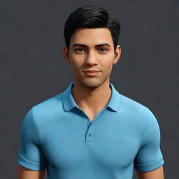 An avatar representation of a user with realistic features and details, clothing style indicative of personal taste, and posing in a comfortable environment.