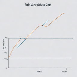 An illustrative graph displaying the concept of 'fair value gap', the divergence between the market price and the intrinsic value of an asset, with fluctuating lines and price points.