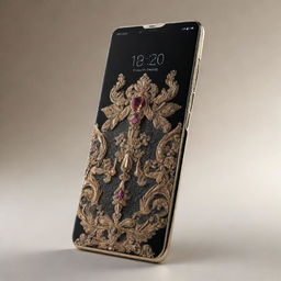 A luxurious, high-end smartphone priced at 100k dollars, featuring an intricate design with precious materials, advanced features and technology, crafted impeccably to denote its exclusive value.