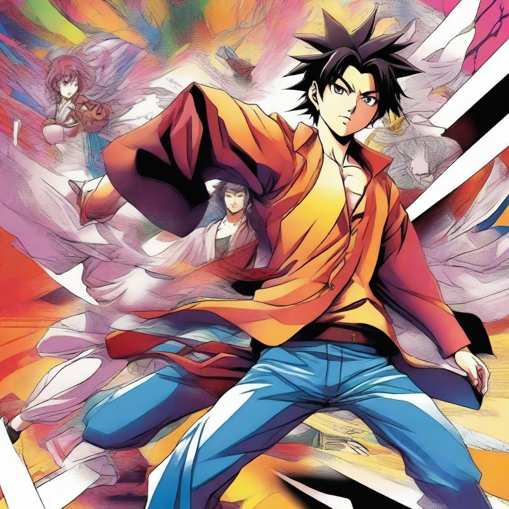 A high-quality digital art image, illustrating a vibrant manga poster