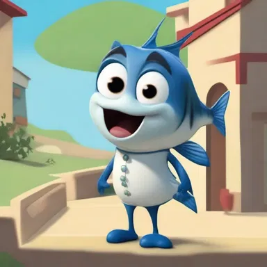 In the animated series, a clever and mischievous mackerel is the sidekick to the main character, always getting into amusing predicaments.