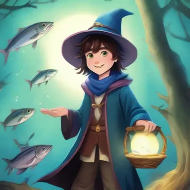 In a magical realm, a young wizard embarks on a quest to find the enchanted mackerel that has the power to grant any wish to its possessor.