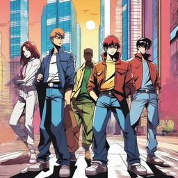 A high-quality digital art piece depicting a manga poster about delinquents with superpowers