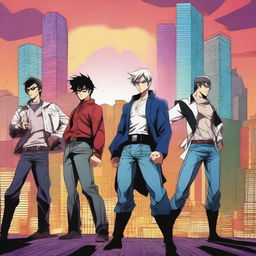 A high-quality digital art piece depicting a manga poster about delinquents with superpowers