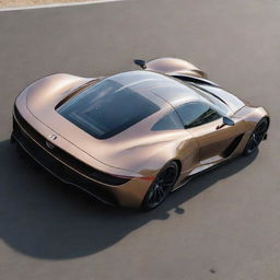 The fastest car ever, with aerodynamic design, gleaming in metallic shades. Its powerful engine is evident from the visible features, and it stands on a track, ready for a high-speed chase.