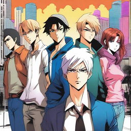 A high-quality digital art image representing a manga poster about delinquents with powers in modern times