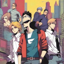 A high-quality digital art image representing a manga poster about delinquents with powers in modern times