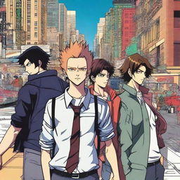 A high-quality digital art image representing a manga poster about delinquents with powers in modern times