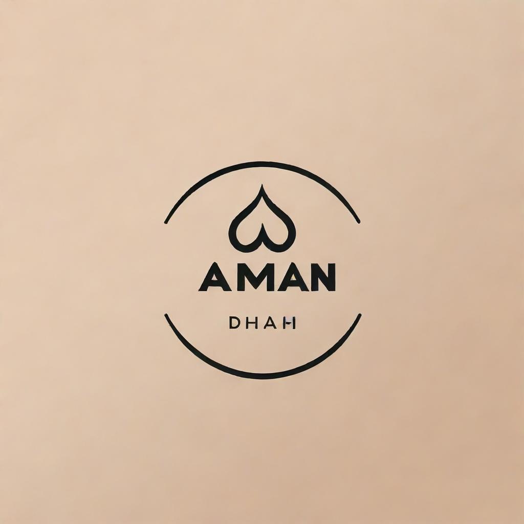 Generate a logo design with the name 'Aman Dhami'. The design should be sleek, modern, and incorporate creative typography.