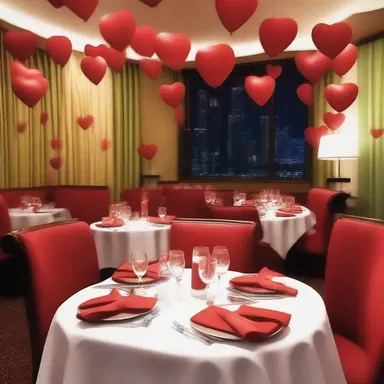 The meretricious decorations at the restaurant created a romantic atmosphere for couples on Valentine's Day.