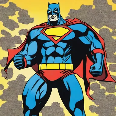 The artist used meretricious colors and exaggerated details to depict the superhero in the comic book.