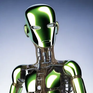 The meretricious android appeared almost human, with its perfect features and artificial charm.