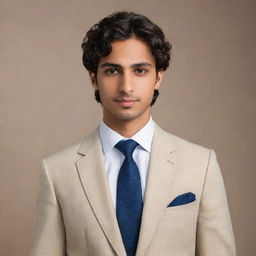 An individual named Taha, depicted in a neutral environment. He is smartly dressed, with distinct characteristics that convey personality without inferring specific, personal features.