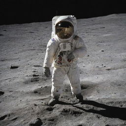 A poor man standing on the moon's surface (رجل فقير على سطح القمر), gazing at Earth in the distant cosmos, while wearing a simplistic spacesuit.