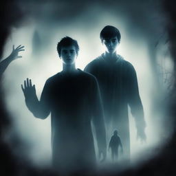 A high-quality digital art image representing the title 'The Ghostly Touch: A Young Man's Journey into Supernatural Death'