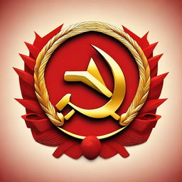 A digital art image showcasing the iconic hammer and sickle emblem of the USSR