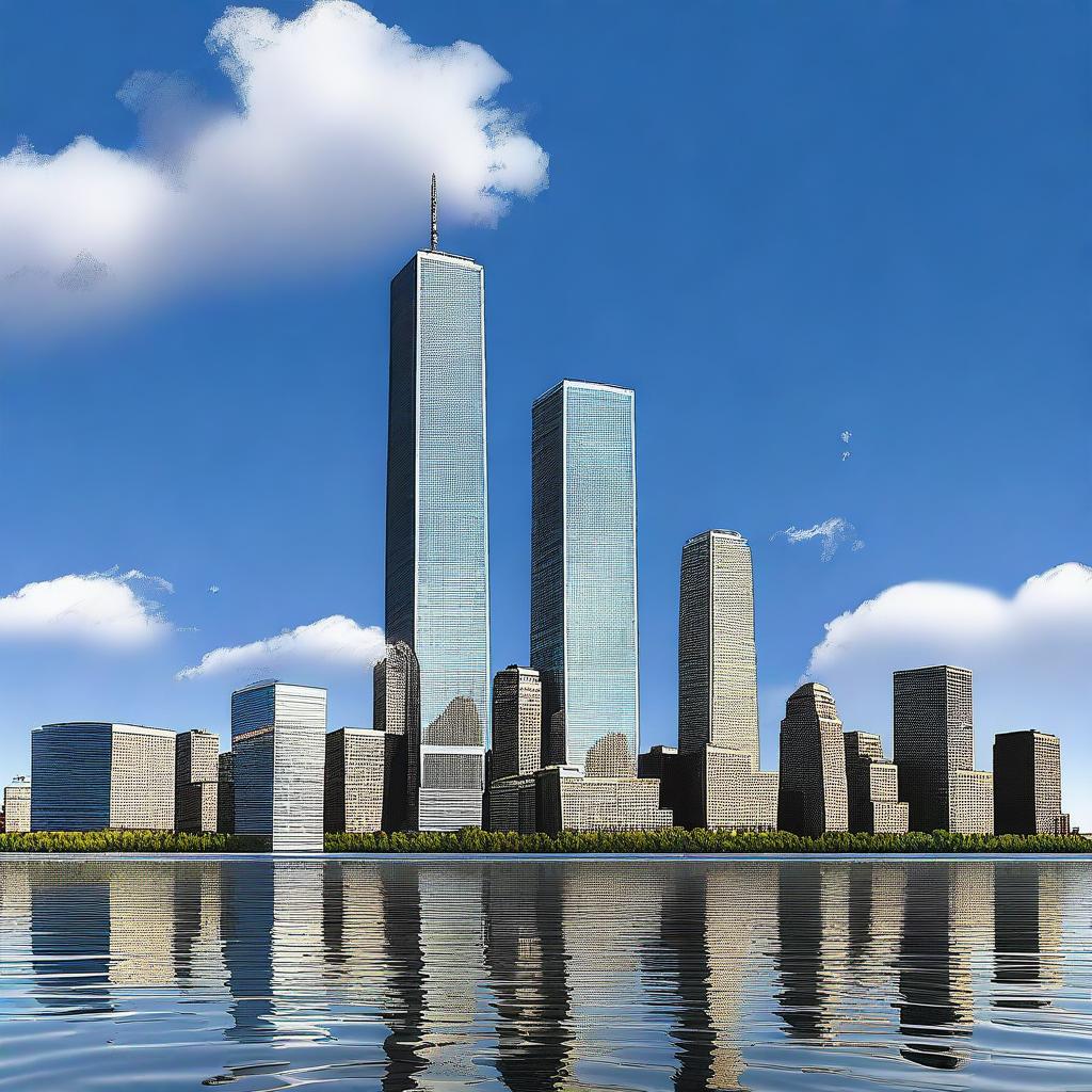 A respectful digital art image remembering the tragic events of 9/11