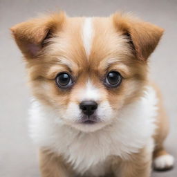 Adorable fluffy puppy with large expressive eyes and playful demeanor