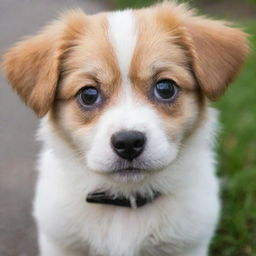 Adorable fluffy puppy with large expressive eyes and playful demeanor