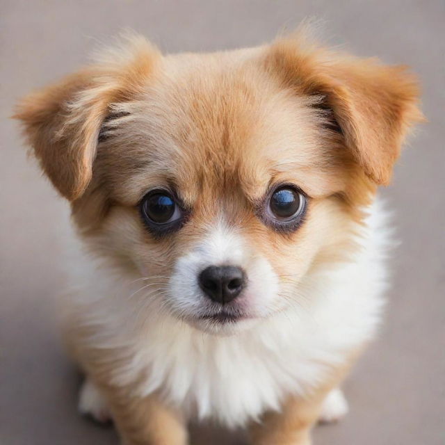 Adorable fluffy puppy with large expressive eyes and playful demeanor