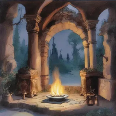 In the magical world of the story, the hob was enchanted, exuding warmth and protection to all who approached it.