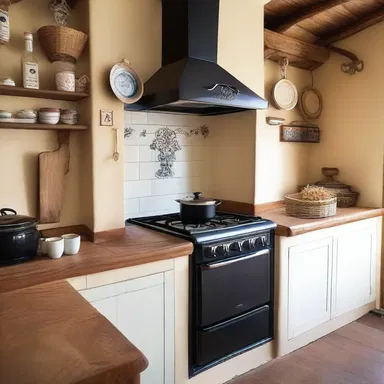 The quaint cottage was adorned with hand-carved wooden hobs, adding a touch of whimsy to its interior decor.