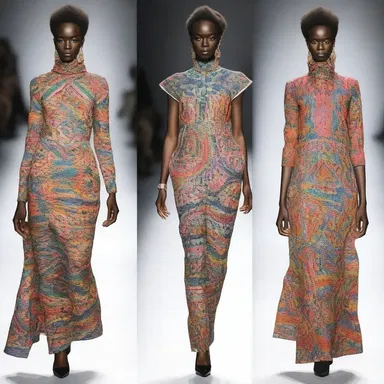 The eccentric designer showcased a unique dress that was hobbed with intricate patterns.