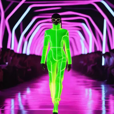 The fashion designer decided to pipe in neon lights into her runway show to create a futuristic atmosphere.