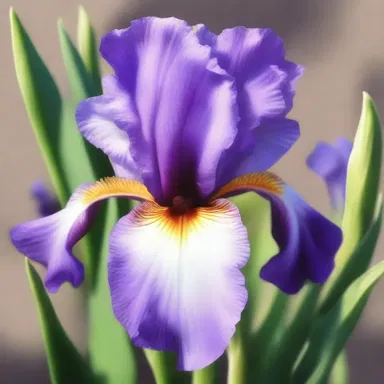 The artist captured the delicate beauty of the bearded iris in their painting.