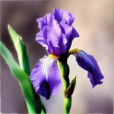 The artist captured the delicate beauty of the bearded iris in their painting.
